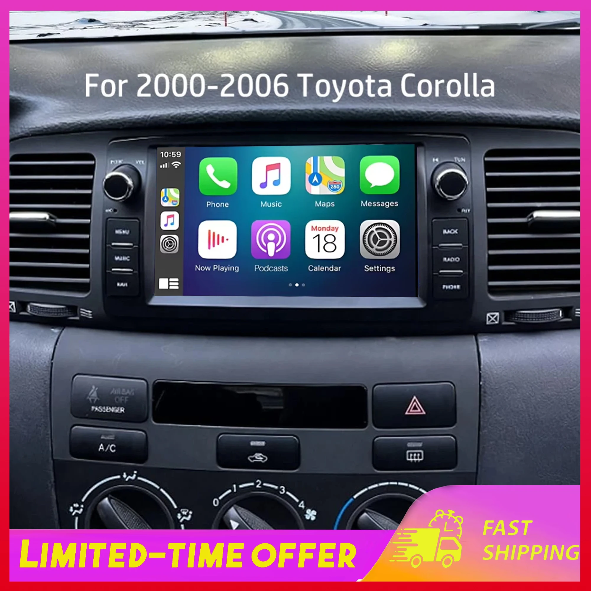 

Для Toyota Corolla 2000-2006: Новая автомобильная навигационная система Android 15 с 7-дюймовым экраном, поддержкой CarPlay и Android Auto, 4+64 ГБ, мультимедиа