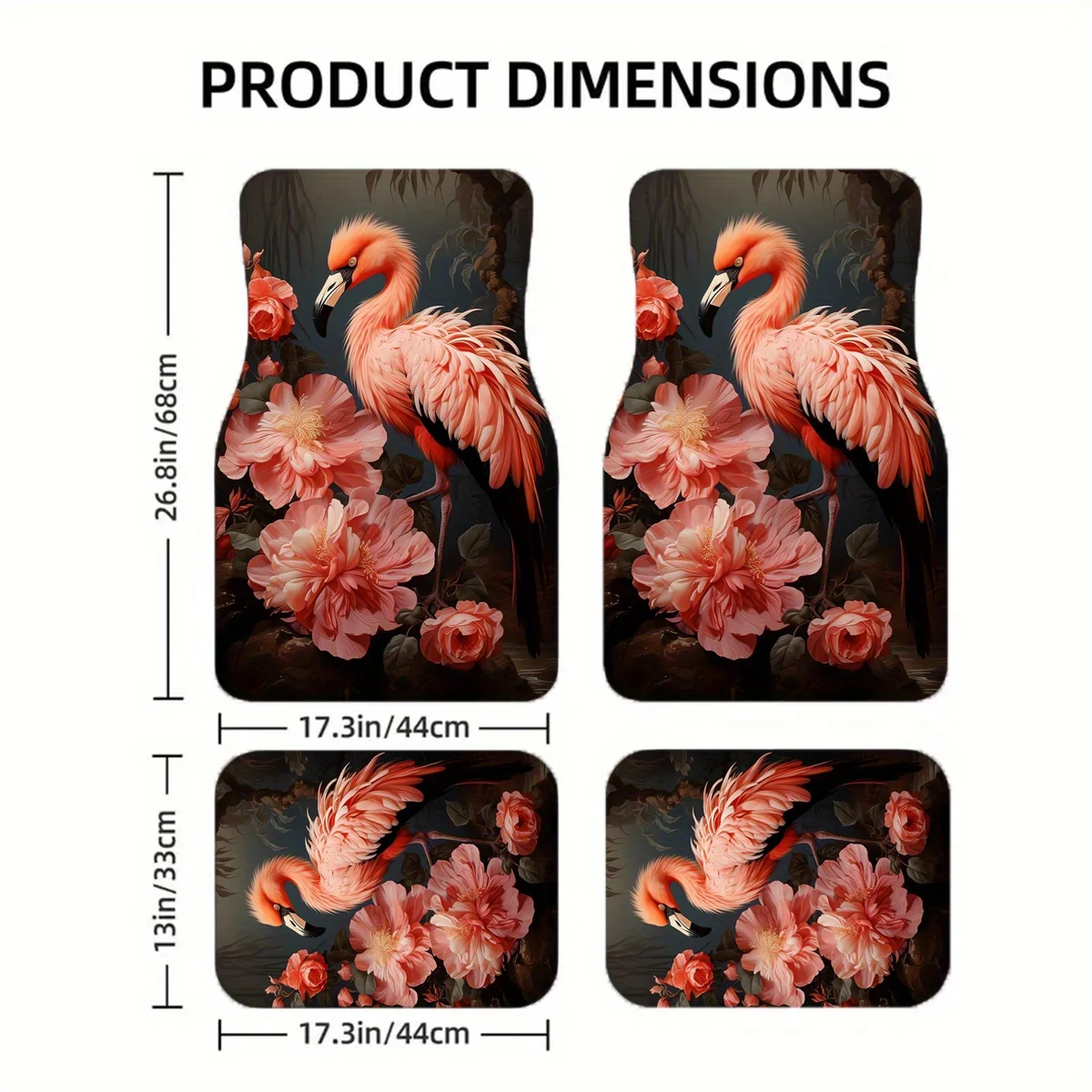 1pc/2pcs/4pcs Flamingo And Flower Pattern Car Floor Mats, Front And Rear Car Floor Mats, Non-slip, Washable, General Car Interio