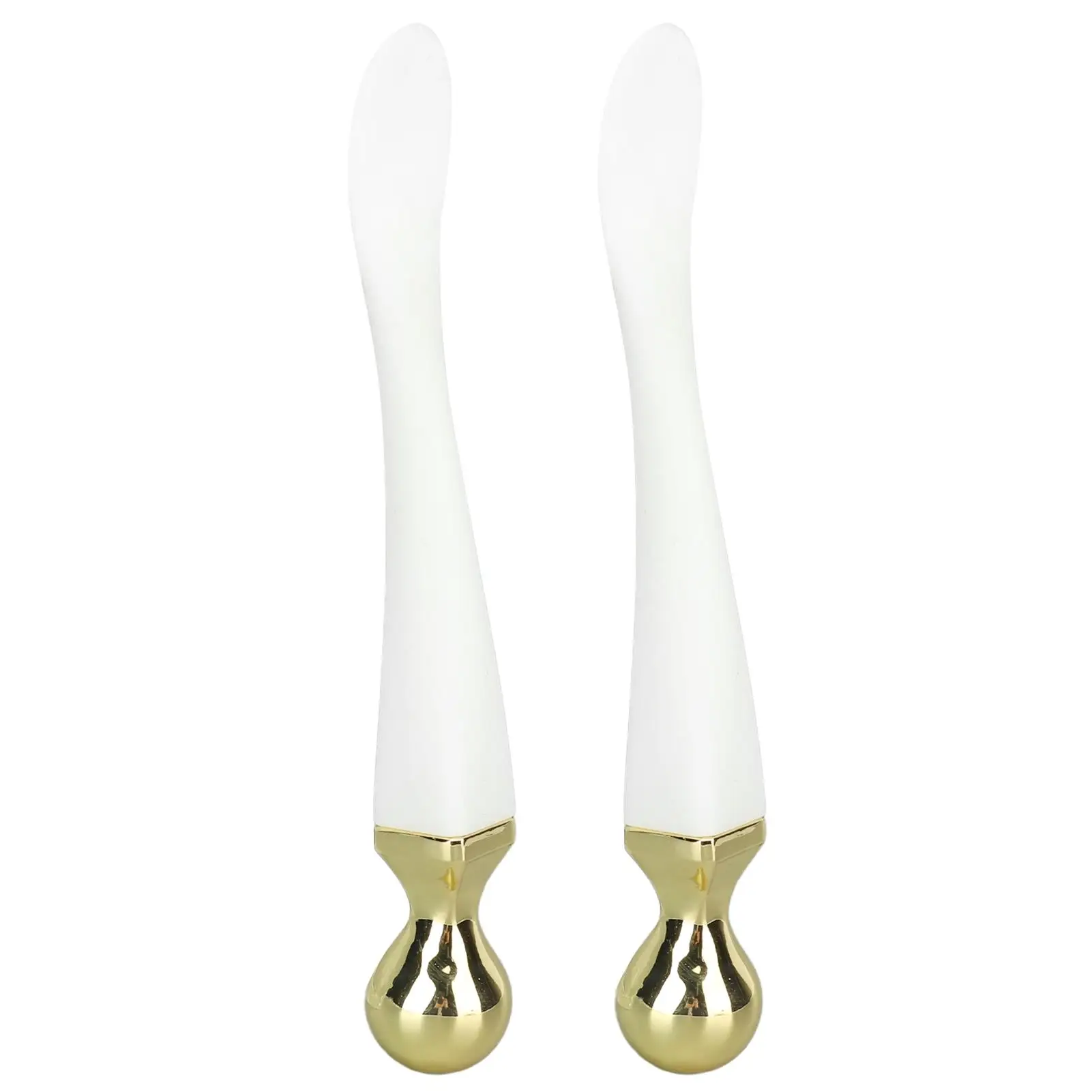 

2pcs Double-Ended Metal Eye Cream Applicator Spatula - Zinc Alloy & Silicone Eye Massage Tool