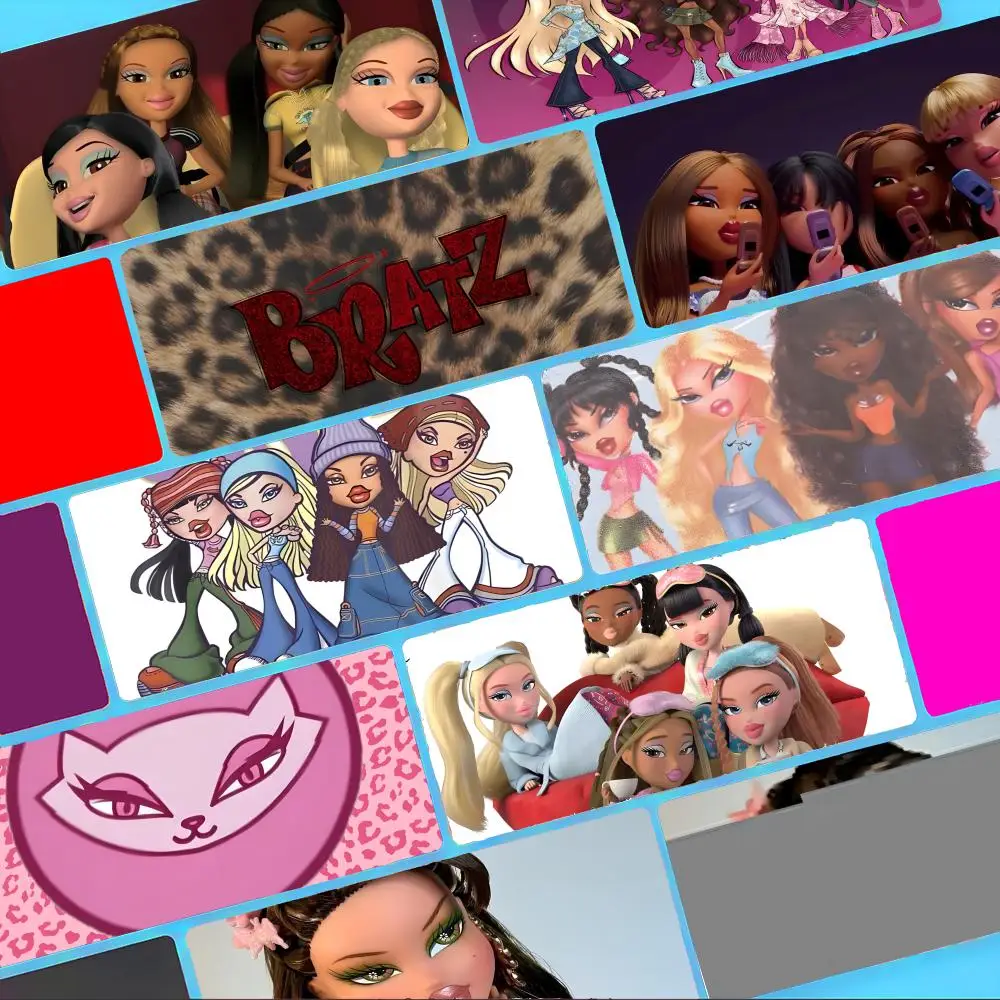 Stilvolles Bratz-s-Mauspad, rutschfeste große Schreibtischunterlage, dick genähte Kante, Gaming-Mauspad