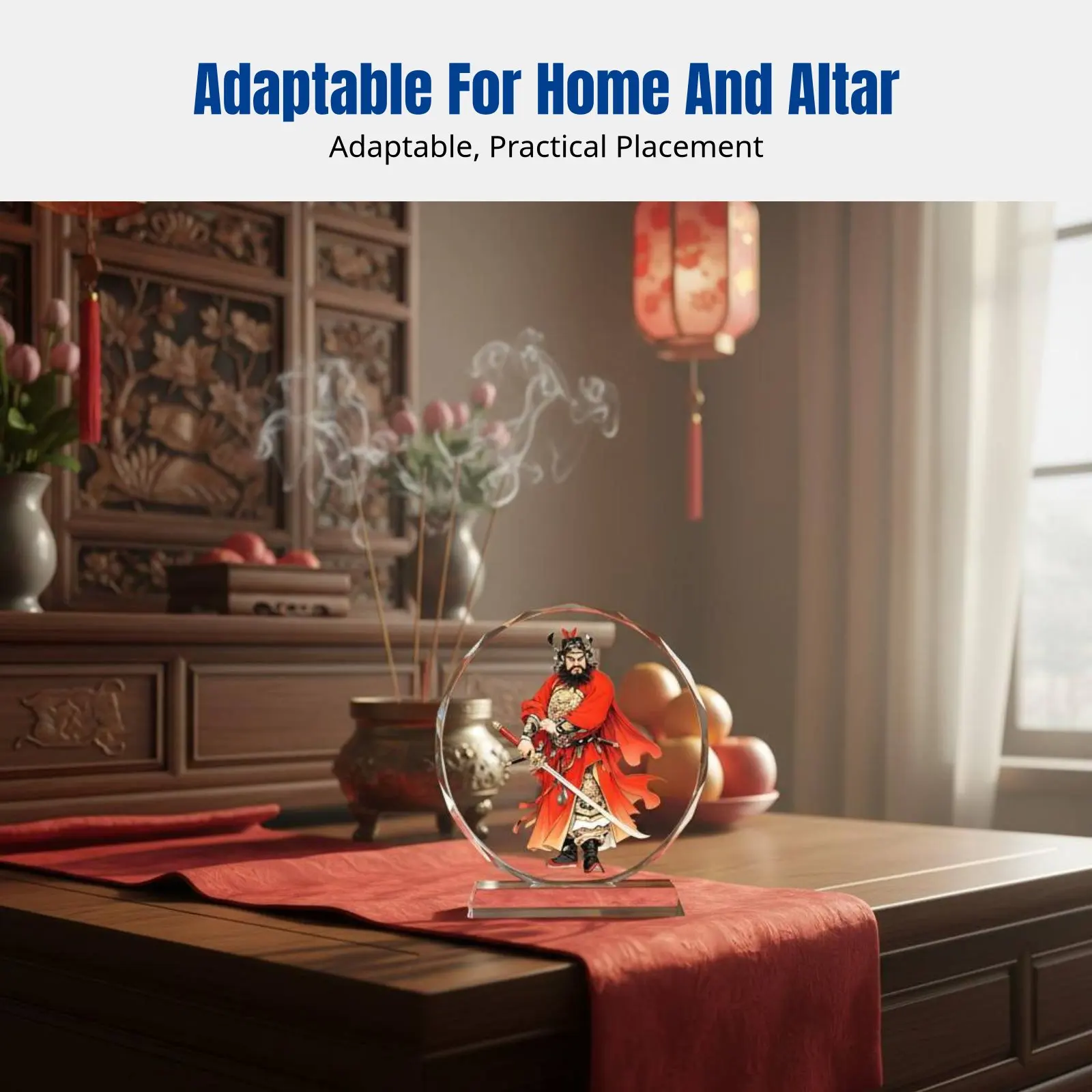 

Кристальная статуэтка бога Чжун-Куя, деревянная подставка, даосский домашний алтарь, защитный декор