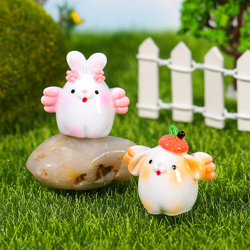 

10pcs Mini Bunny Figurines Cartoon Rabbit Sculptures Delicate Decor for Car Garden Micro L scaping Desktop nament Mini Animal