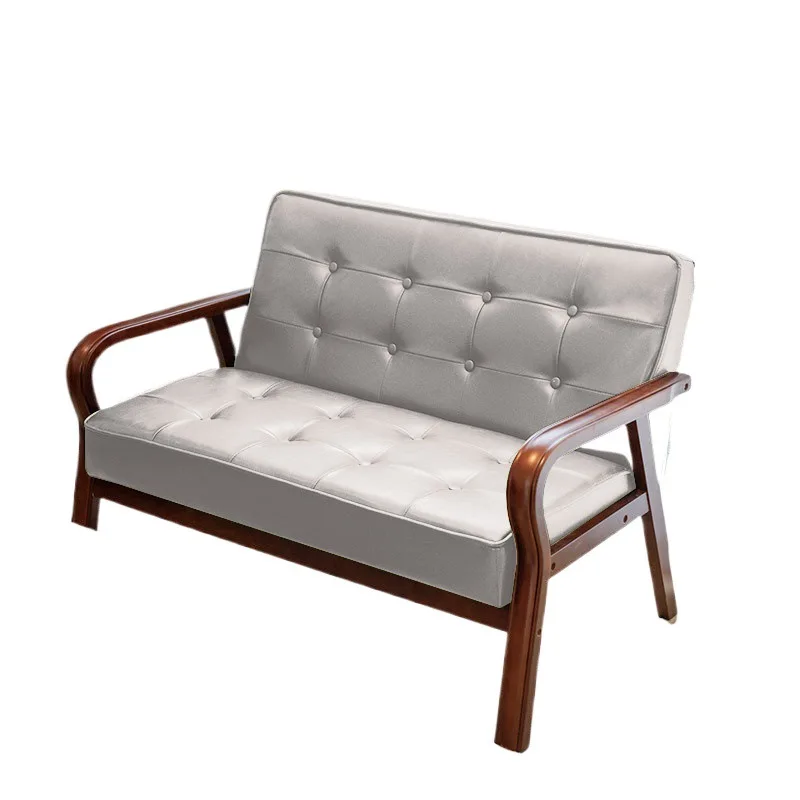 

Sofa small apartment Nordic retro curved wood armrest single double three simple living room Internet celebrity sofa