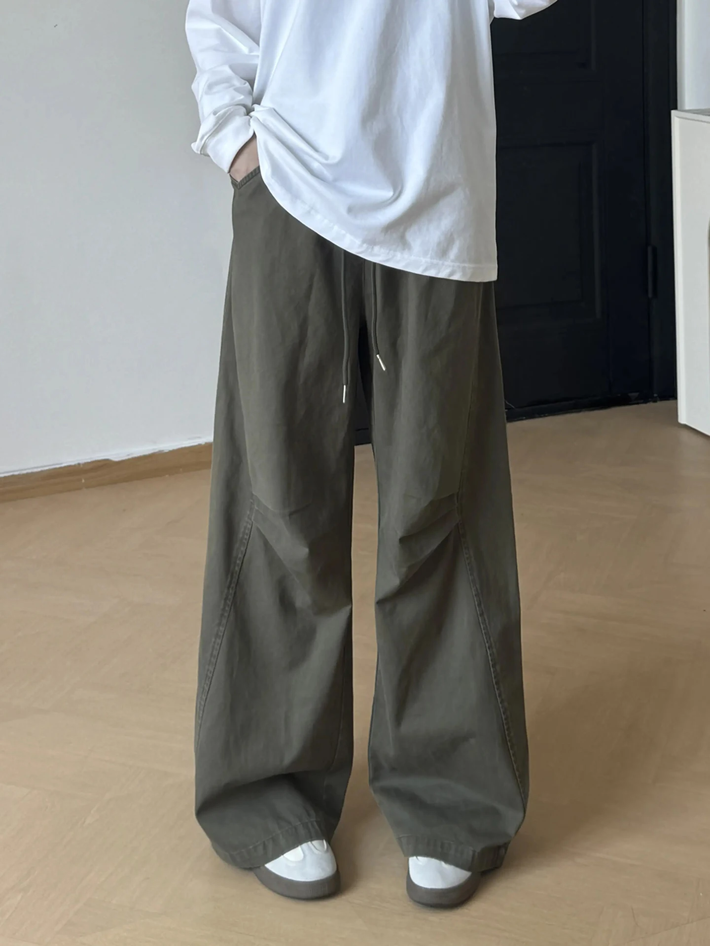 

Military een Waed Wide Leg Jeans Men's Casual Pants Autumn American Retro Paratrooper Loose Fit Straight Cut Denim