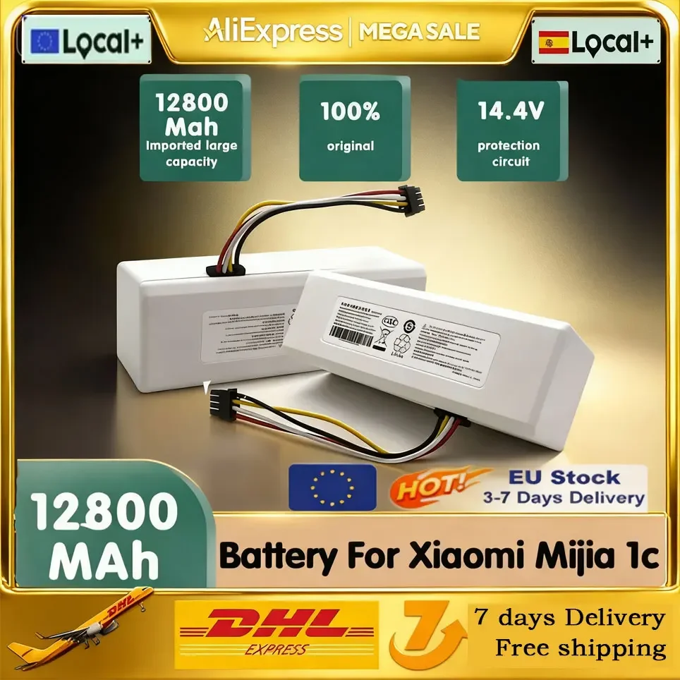 14,4 V, 12800 mAh, P1904-4S2P-MM, accessori per aspirapolvere robot Xiaomi Mi Jia 1C STYTJ01ZHM, ricambio originale.