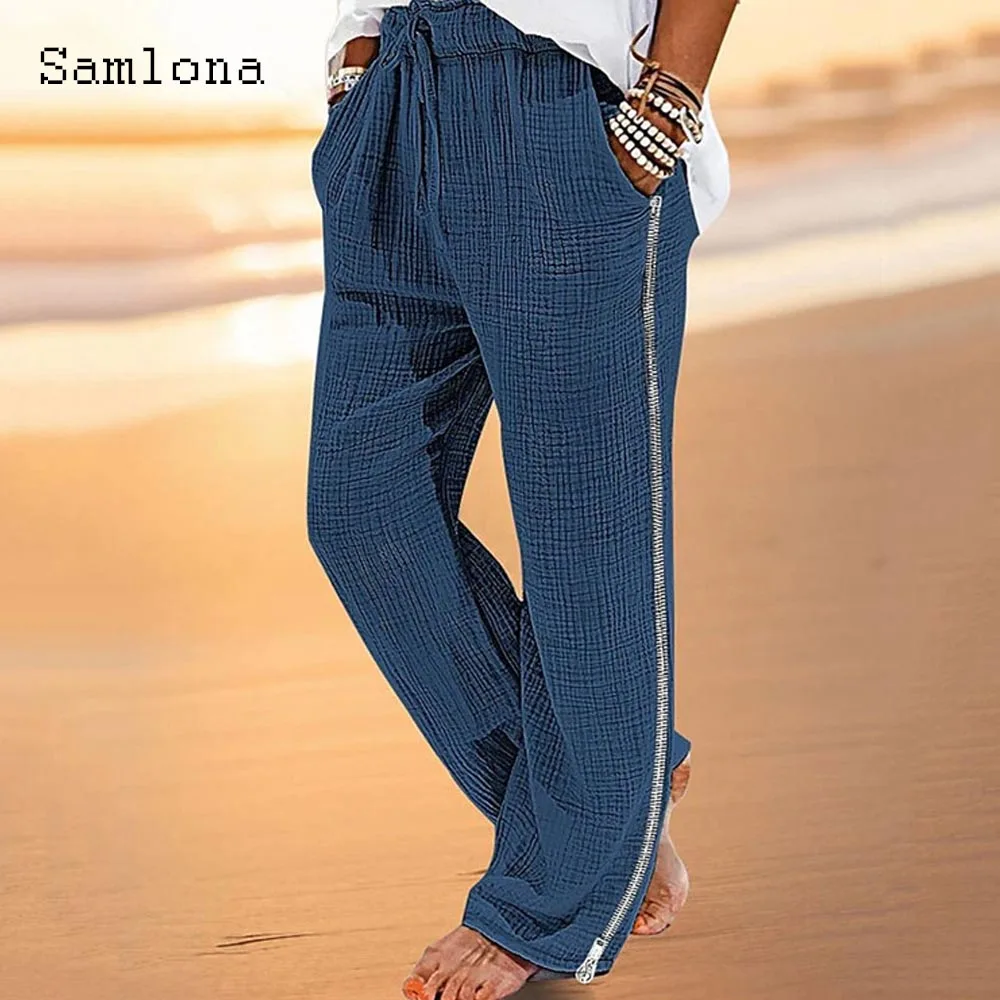 Men's Stand Pocket Casual Linen Pants Loose Elastic Waist Trousers Plus Size 5xl Mens Fashion Leisure Straight Leg Sweatpants