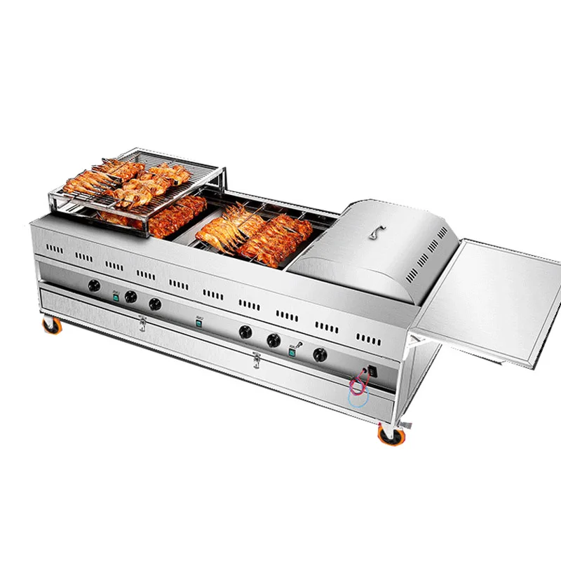 For 6 Rack 8 Rack Charcoal And Gas Chicken Rotisserie Oven With Wheels