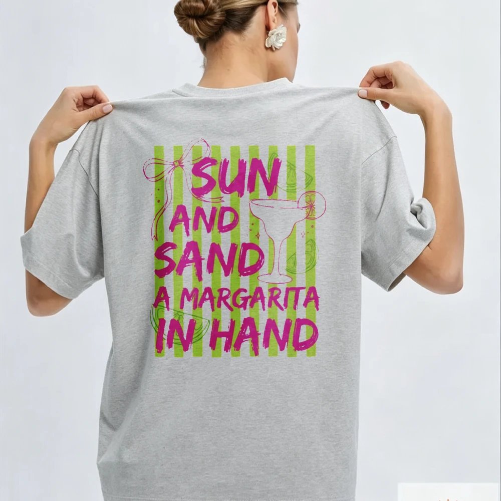 Sun Sand Salt Beach Cotton T-Shirt Summer Shirt Trendy Beach Tee for Women Summer Vacation Shirts Womens Beach Summer Tee Tops