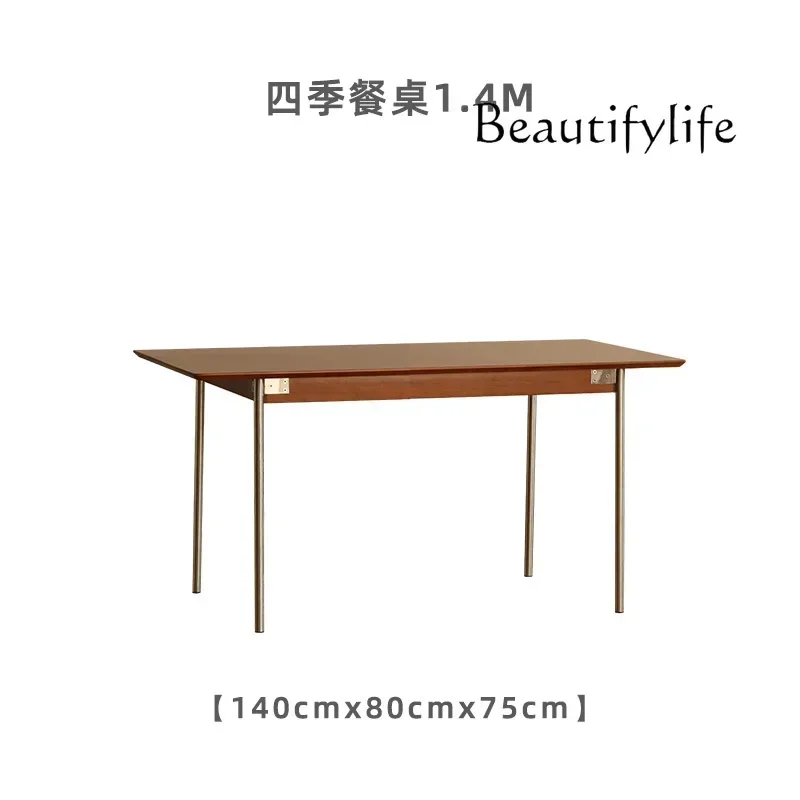 FG26 طاولة طعام من الخشب الصلب على الطراز القديم الاسكندنافي، طاولة مؤتمرات مستطيلة بسيطة #5