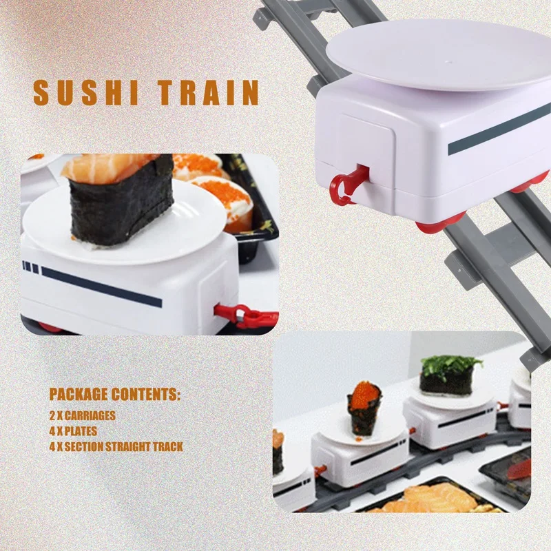 Tren de Sushi giratorio para niños, pista transportadora de juguete, mesa giratoria, juego de tren de comida, fabricación de Sushi DIY, fiesta familiar de Sushi