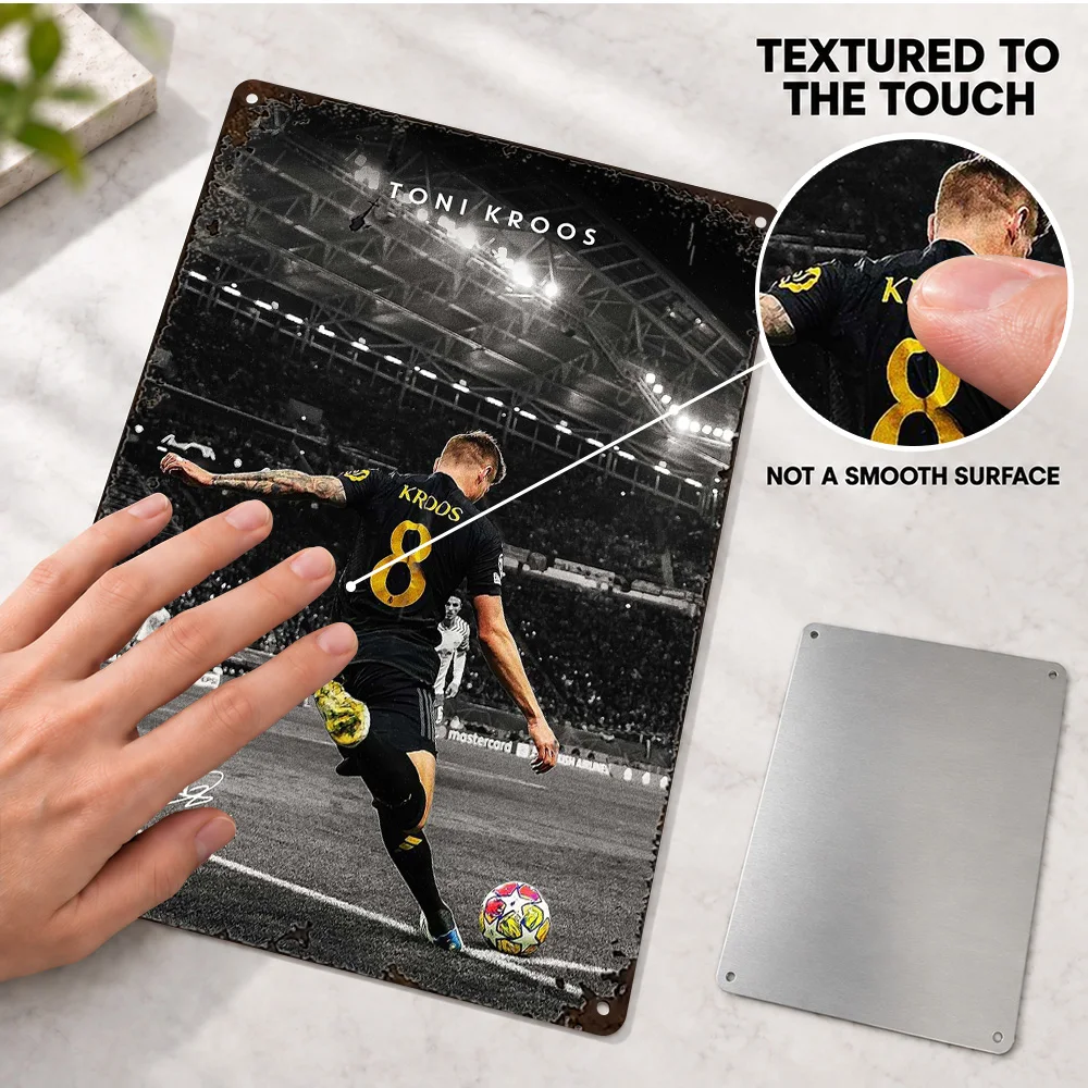 Toni Kroos Textured Metal Poster Personalized Aluminum Sign Selective Color Photography Wall Art For Game Room Soccer Fan Gift