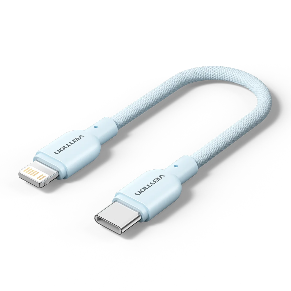 Vention Lightning-Kabel, kurzes USB-C-Kabel, 3 A, 27 W, 17 cm, Lightning-auf-Typ-C-Ladekabel für schnelles Laden, für iPhone 14, 13, 12, Powerbank-Kabel