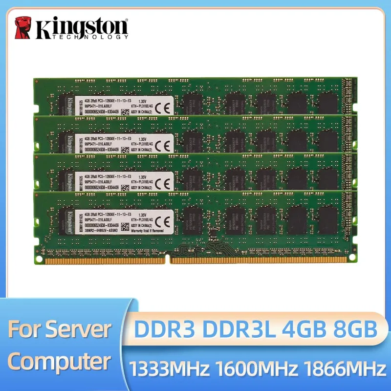 

Kingston DDR3 8GB 1333MHz 1600MHz 1866MHz ECC Memoria RAM PC3L PC3-12800E 1.35V 1.5V ECC Unbuffered Workstation Memory Memory