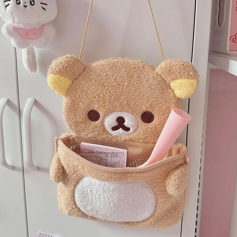 

Rilakkuma San-X милый мультяшный медведь, плюшевая настенная подвесная сумка для хранения вещей в общежитии, можно крепить за дверью