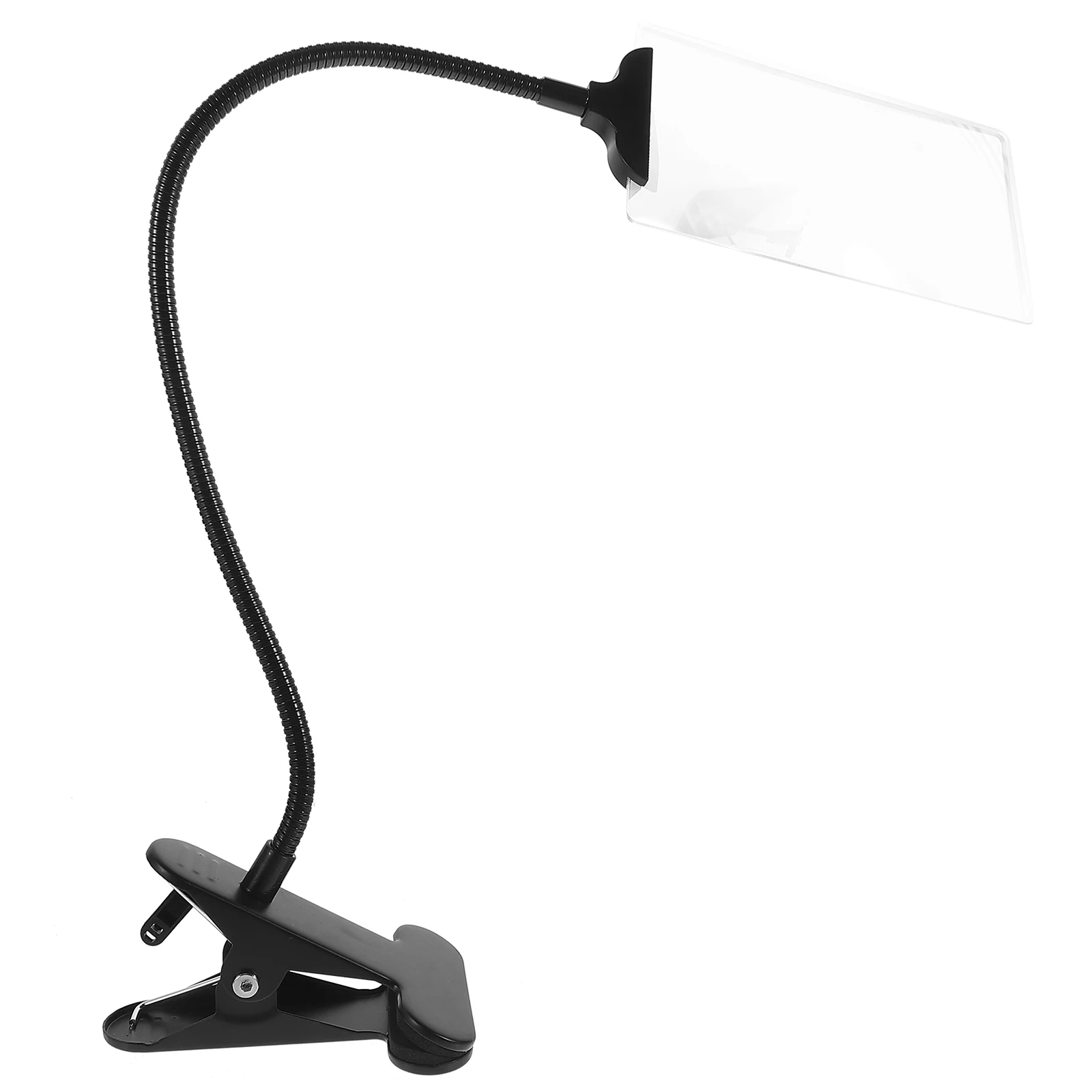 

Portable 5x HD Magnifier with Bendable Stand Clip-on Tool for Reading Repair Watch Transparent Plastic Large Magnifying Glass