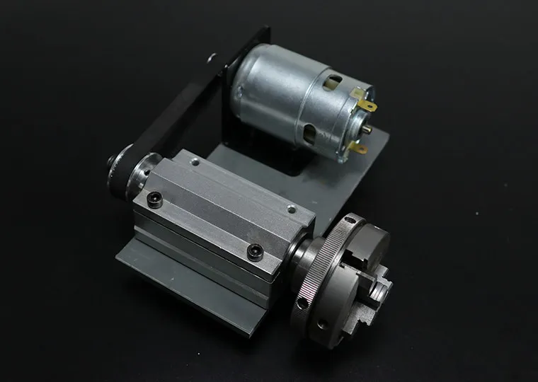 Micro Lathe Spindle Assembly 80mm 4-Jaw Chuck, 65mm 3-Jaw Rotary Chuck for Woodworking Bead Machine Mini Lathe