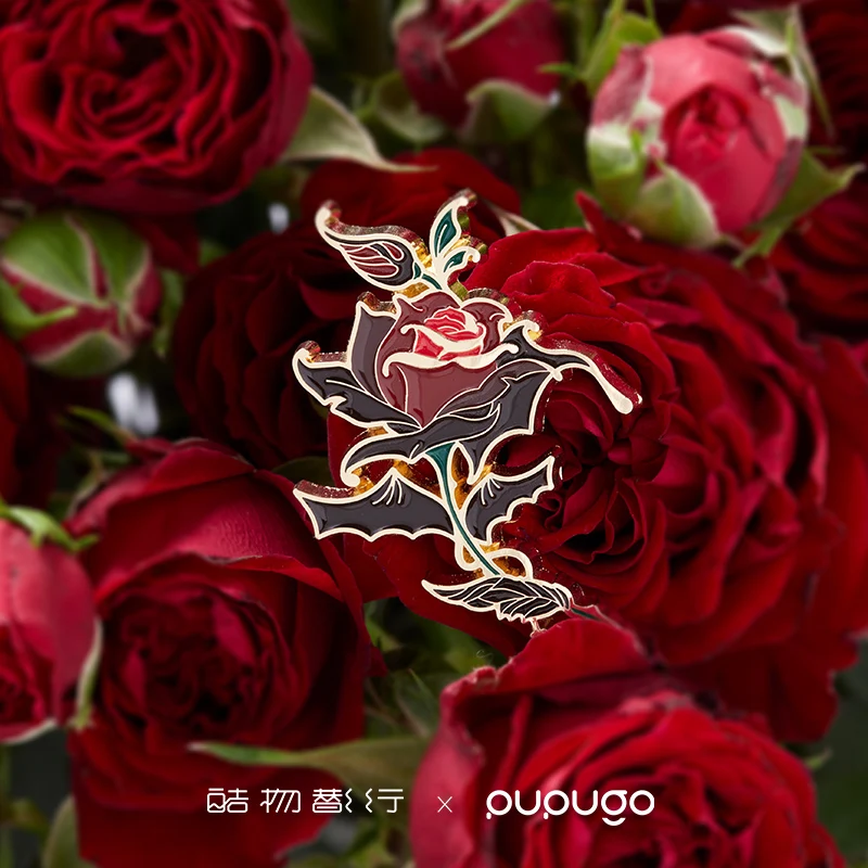 Van Gogh Rose Brooch Female Van Gogh Peripheral Gift Design Niche Pin 520 Valentine's Day Dragon Boat Festival Birthday Gift