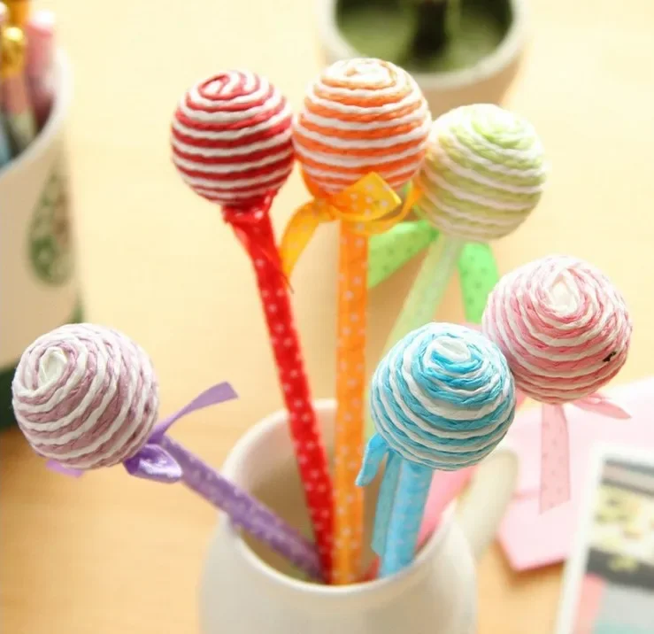 

36PCS/lot New Novelty Lollipop Pens Office And Study Cartoon Pens Colorful Ballpoint Pen Fashion Gifts Wholesale
