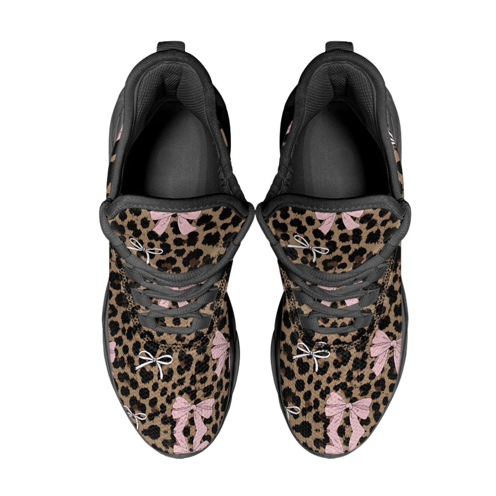 PENSTROLL Leopard Bow Print Mens Running Sneakers, Mesh and EVA Lightweight Athletic Footwear for Casual Gym Walking