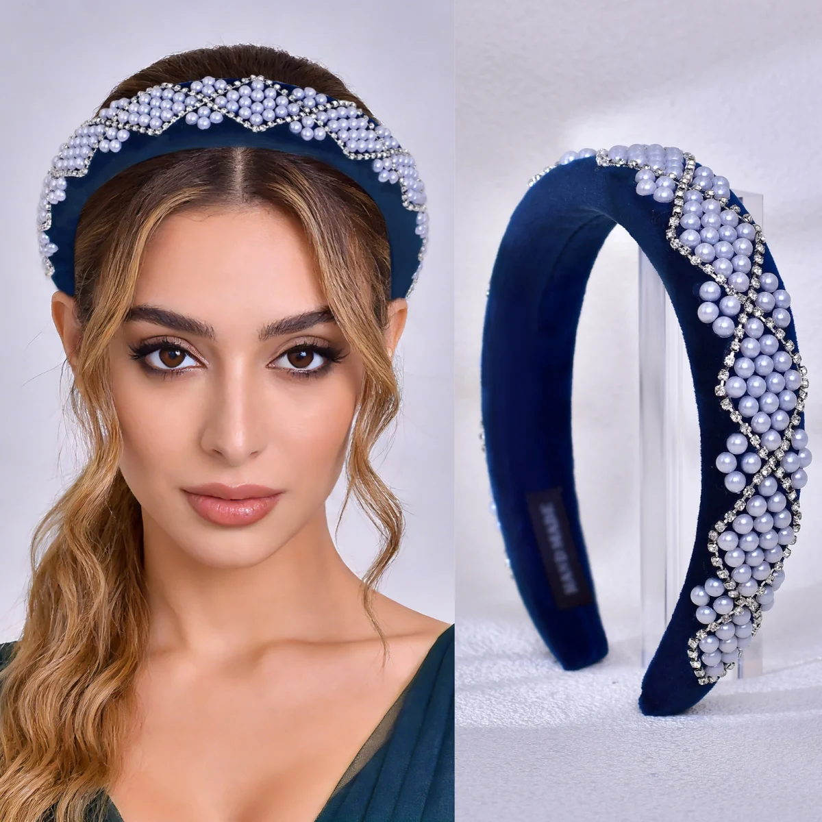 Handmade Bridal Pearl Headband Women's Hot-Selling Korean-Style Beaded Hairband Elegant Hair Accessory Thickened Headband SA79