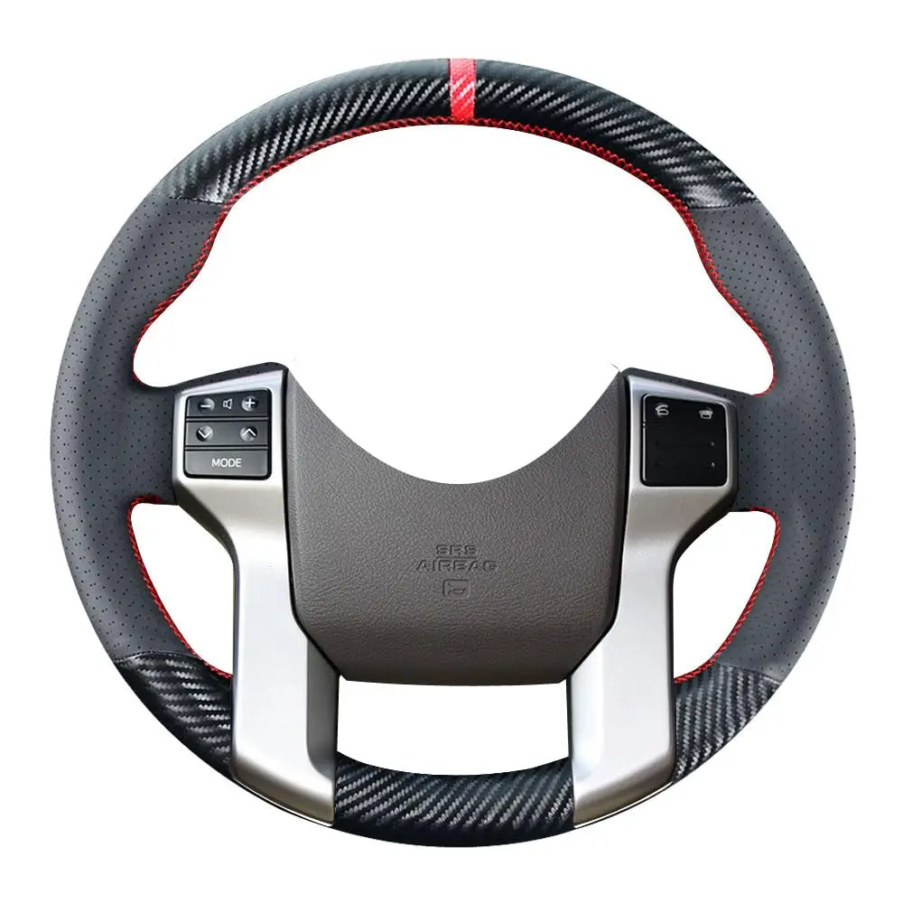 

Carbon Fiber Steering Wheel Cover With Red Stitching For Toyota Tundra Sequoia Tacoma 4Runner