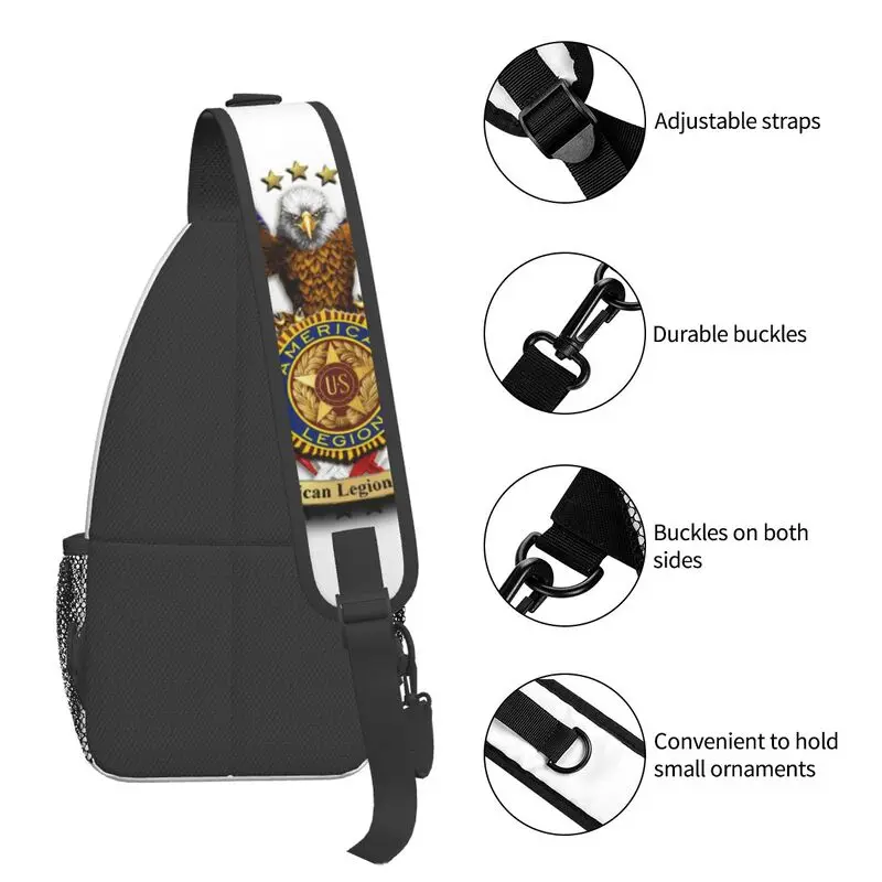 Mochila personalizada con logotipo de la Legión Americana para hombre, bandolera de hombro, pecho, mochila de viaje