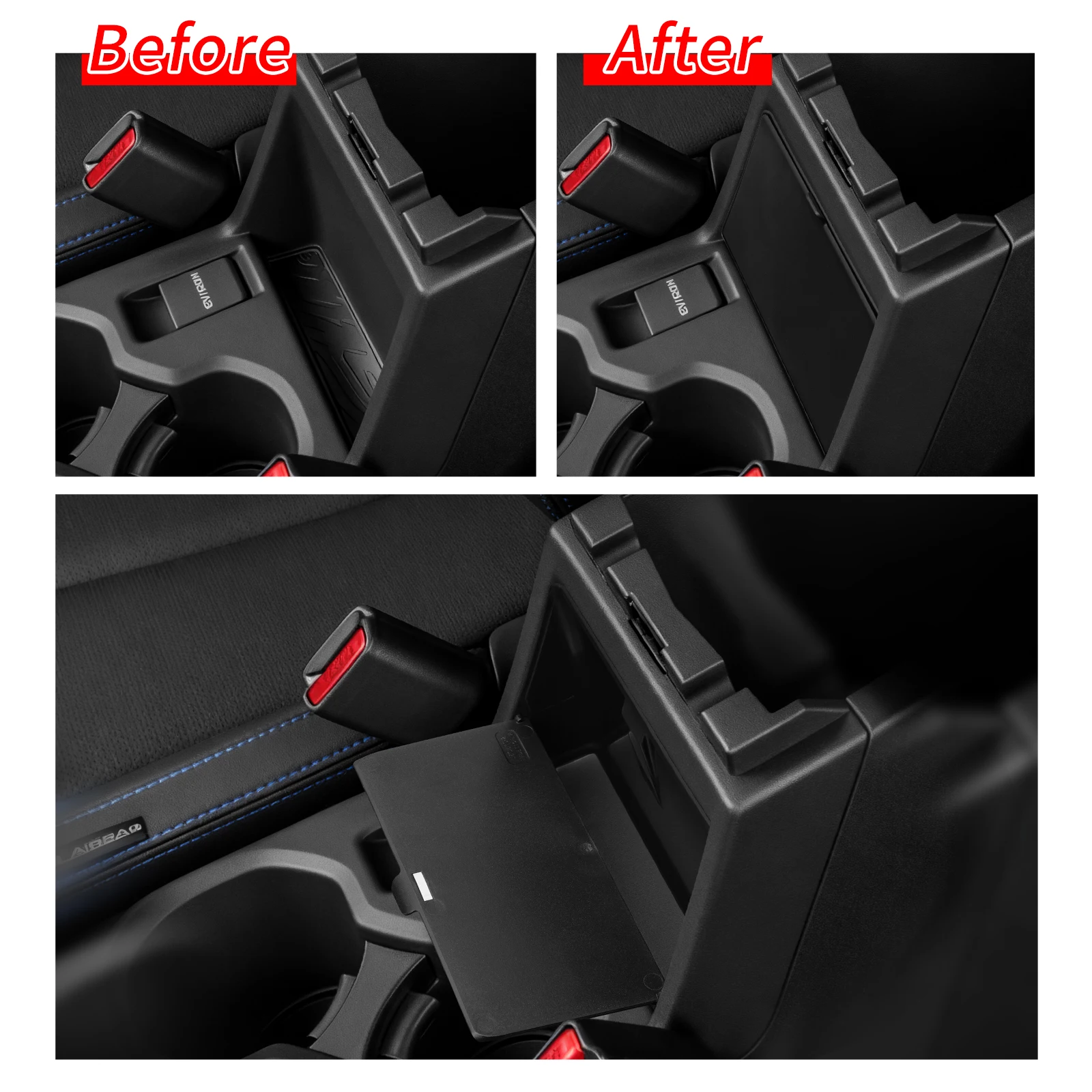 Hidden Armrest Tray Organizer for Subaru Forester 2025 2026 Black Center Console Storage Box Stowing Tidying Accessories 3
