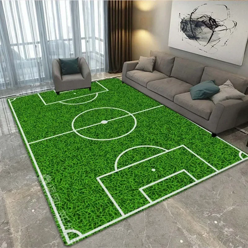 Football Field Pattern Bedroom Living Room Carpet Ball Sports Football Kitchen Floor Mat Home Decoration Non-slip Floor Mat