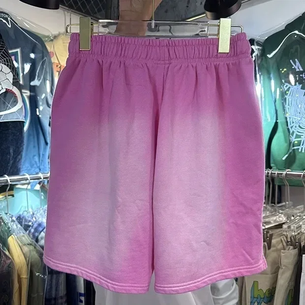 24ss Washed Pink Shorts Men Women Casual Pure Cotton Oversized Shorts