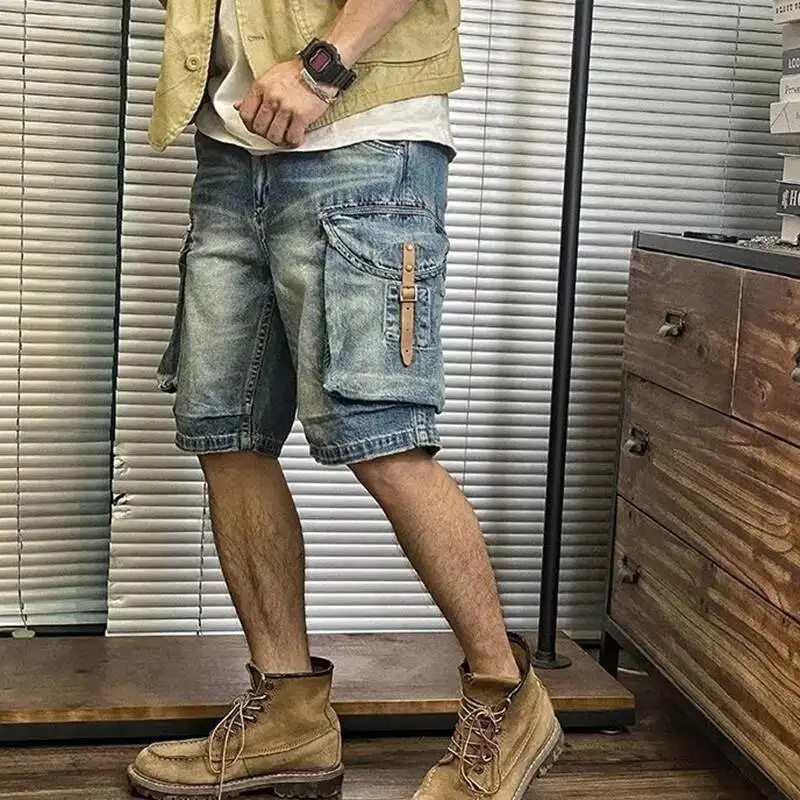LUZHEN 2026 Summer Multi Pockets Decorate Design Straight Denim Shorts Men's Stylish Handsome Original Five-pointed Jeans JY7969