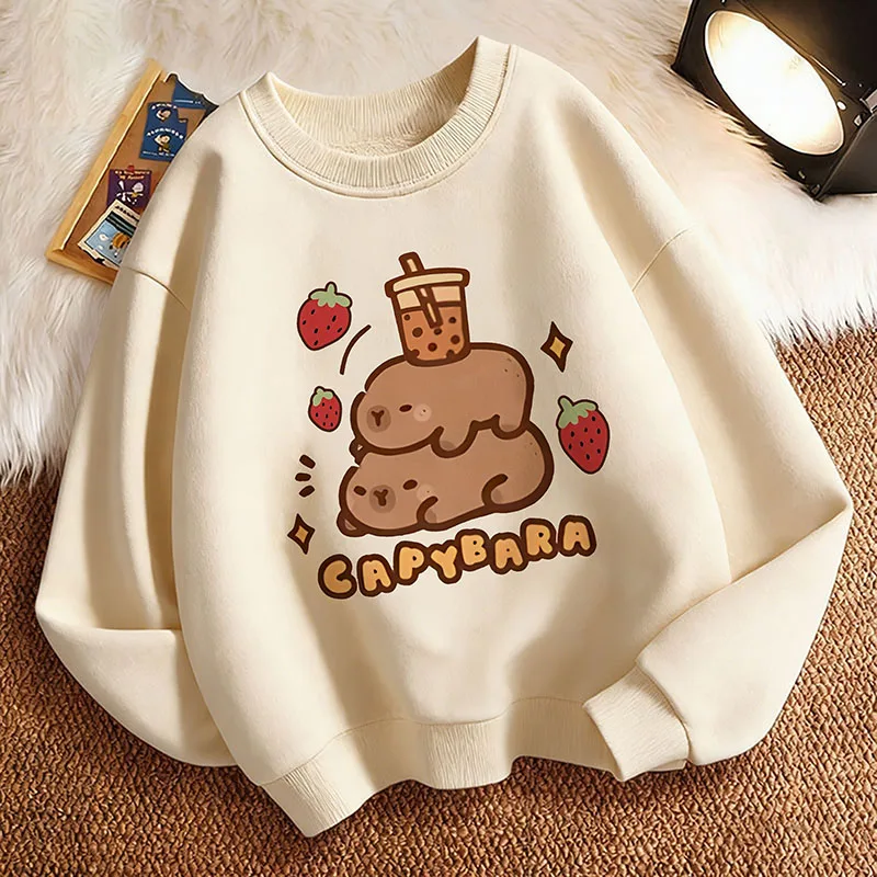 Y2k Mädchen-Hoodie mit Capybara-Print, langärmelig, Kinder-Kapuzenpullover, süßer Kapuzenpullover für Jungen und Mädchen, Herbst-Freizeit-Hoodies