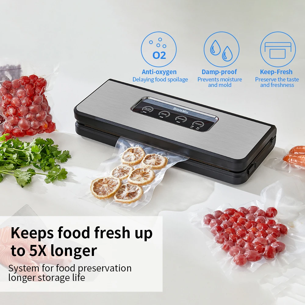 BioloMix Sellador al vacío para almacenamiento de alimentos Sous Vide compatible con bolsas de vacío