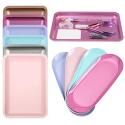 Square Stainless Steel Nail Art Tool Cosmetic Storage Tray Manicure Plate Tweezers Clippers Pen Container False Nails Dish Tools