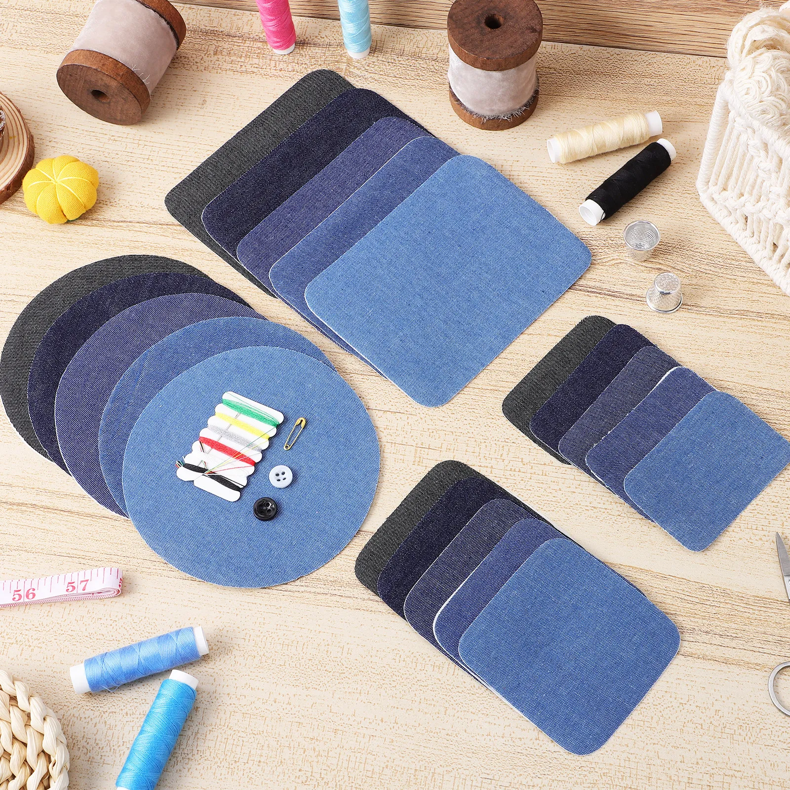 20 Pcs Iron Fabric Patch Decorate Repair Colorful Cloth Clothing Clothes DIY Decorative for Jeans