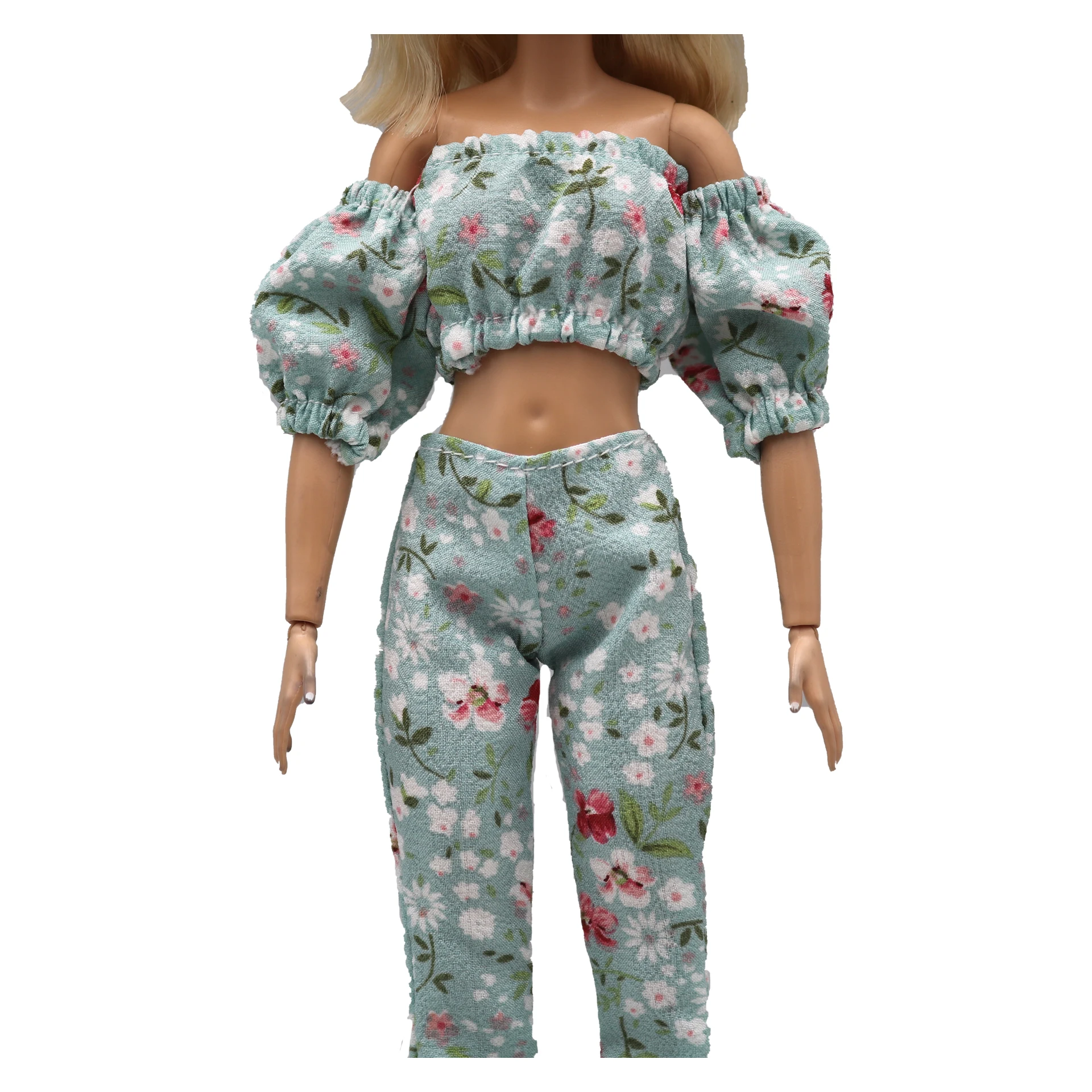 30cm 1/6 flower puff sleeves pants Puff Dress Daily Wear Accessories Clothes for Barbies doll