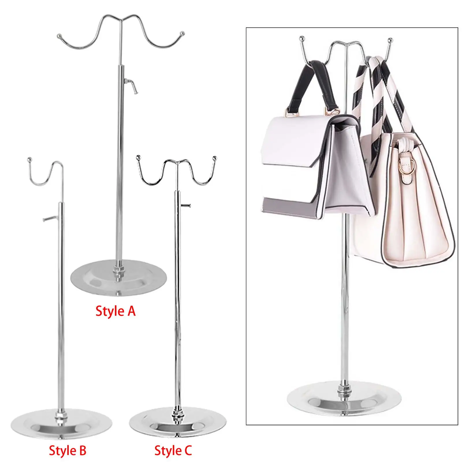 Adjustable Handbag Display Stand Bag Scarf Shelf Display Rack Purse Hanger Holder Stainless Steel Organizer Stand Storage