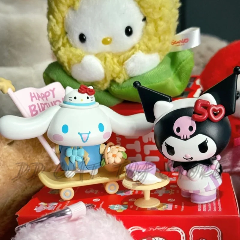 ครอบครัว Sanrio Hello Kitty 50th ANNIVERSARY Series กล่องตาบอดน่ารัก Hello Kitty Kuromi My Melody Cinnamoroll รูปของเล่น Xmas ของขวัญ