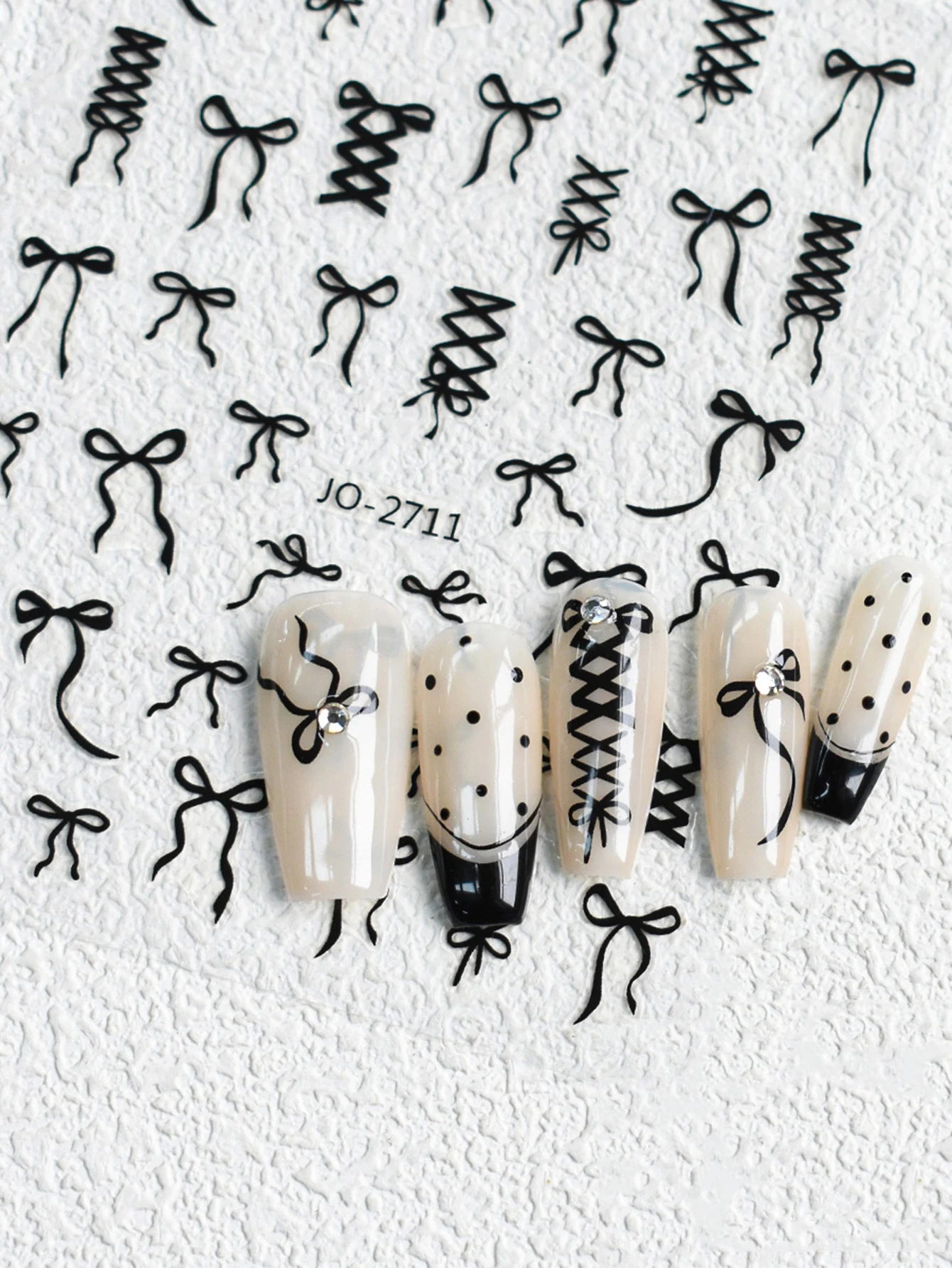 3/6/12 hojas de pegatinas para decoración de uñas con lazo, diseño de cinta bonita, calcomanías autoadhesivas para decoración de manicura DIY