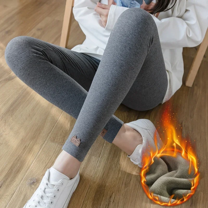 Pantalones calientes de forro polar con entrepierna abierta para mujer, Leggings gruesos y sexys para gimnasio, mantienen el calor, ropa deportiva