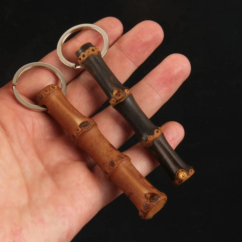 Natural bamboo whip keychain, purple bamboo car key ring, creative bamboo waist hanging gift, rising pendant pendant.