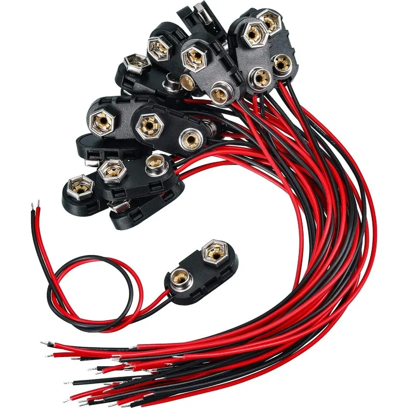 20PCS 9V Battery Connector, 9 Volt I Type Battery Clip Connectors with Wires and Hard Buckle Plastic Housing
