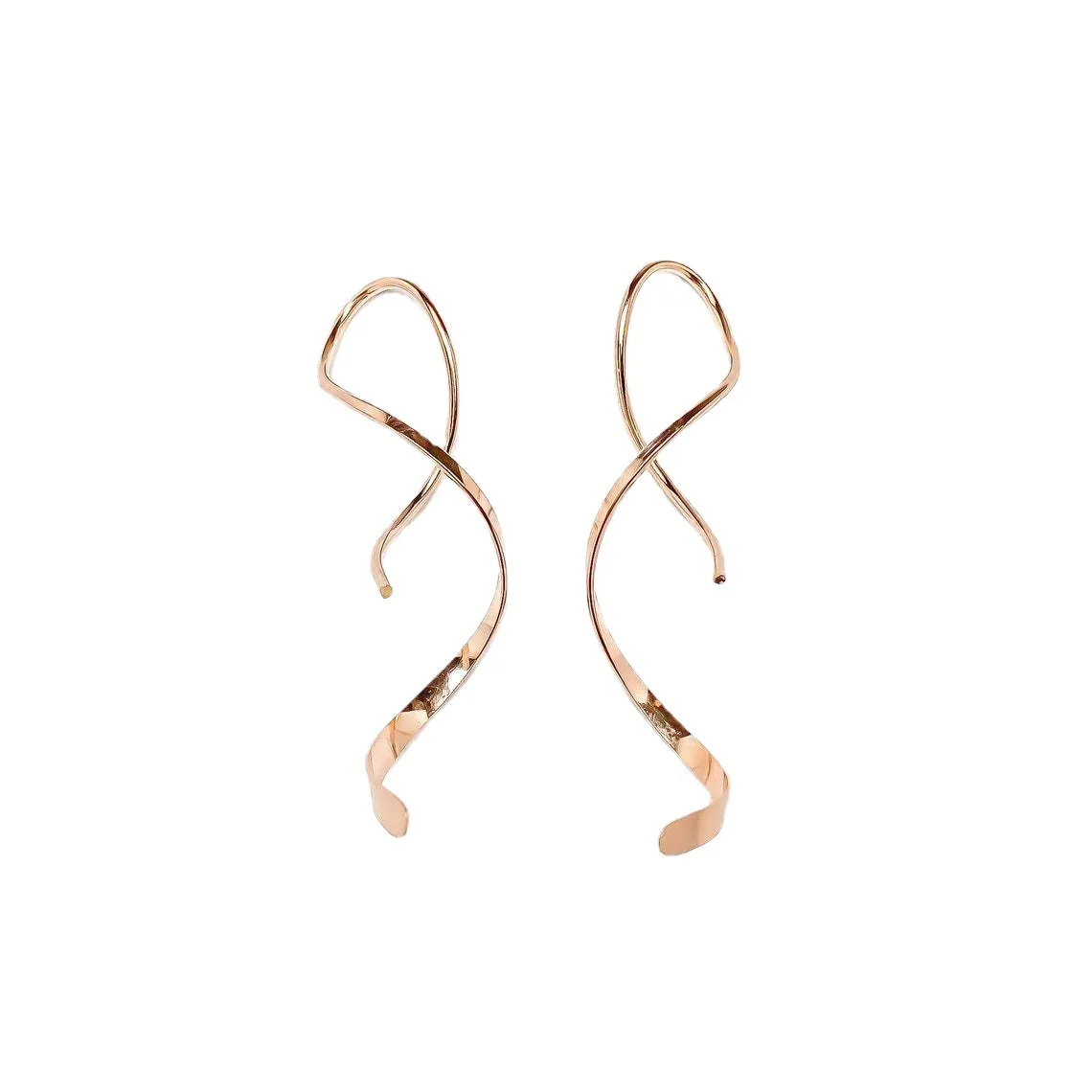 Stainless Steel Irregula Spiral Threader Earrings Rose Gold Color Hanging Dangle Earrings for Women Girl Birthday Party Jewelry