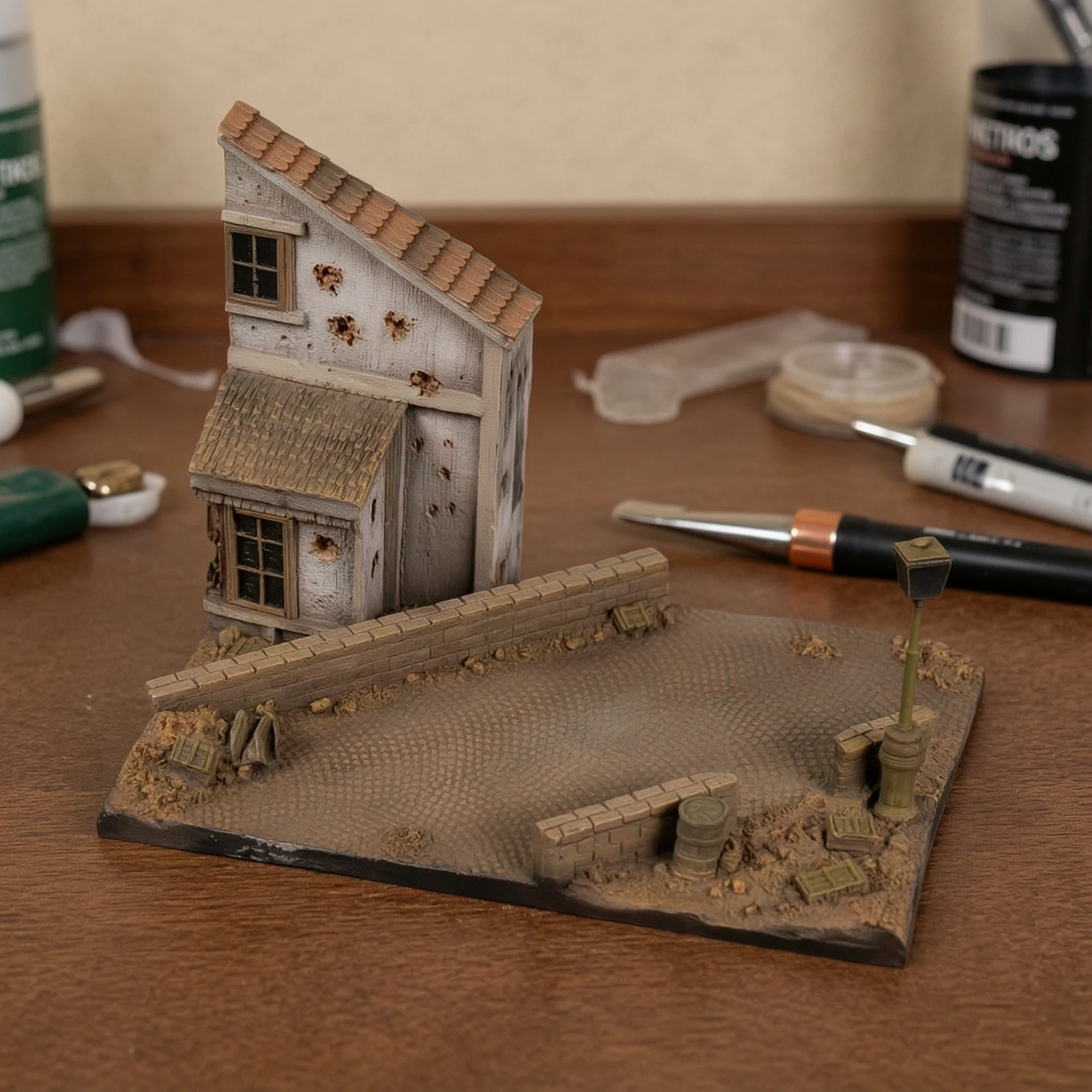 Model Display Base with Facade Miniature Scenery for Hobbyists, Tabletop Wargaming view 2