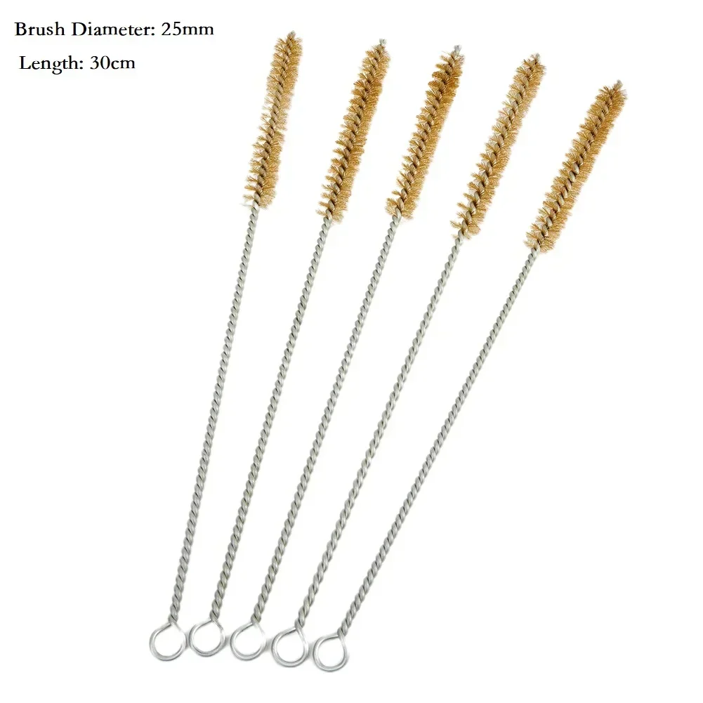 5pcs10-30mm Stainless Steel Cylinder Wire Tube Pipe Cleaning Brush +62Thread +220For Pipes Cleaning Rust Removal Hand Tool