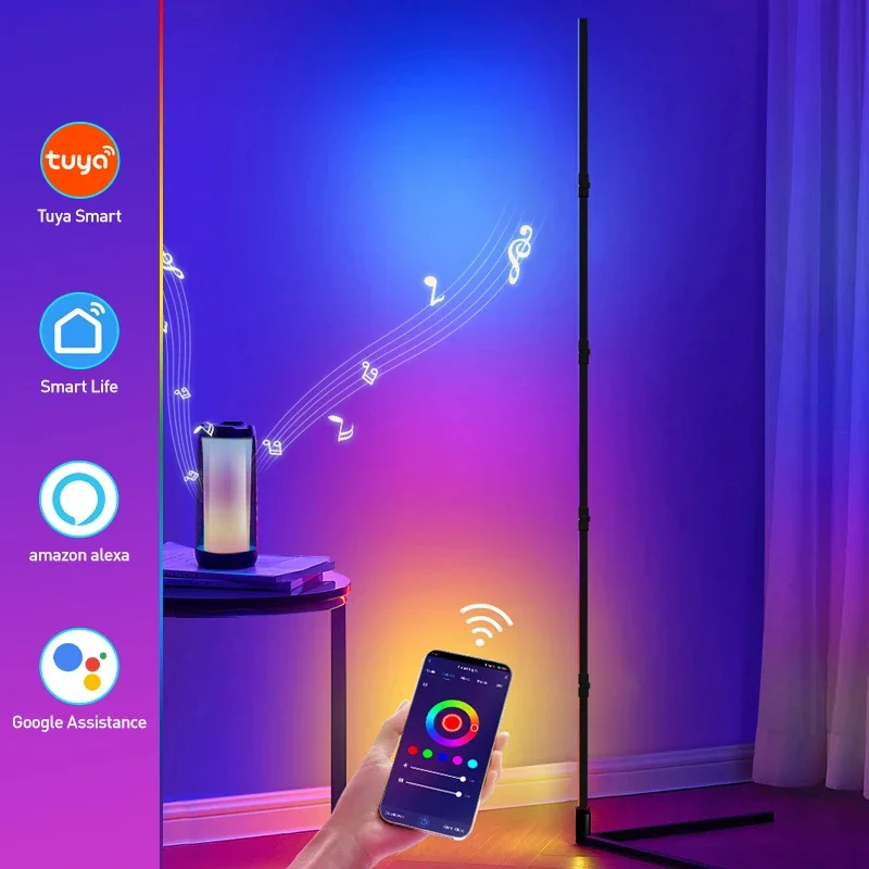 180CM RGBIC LED Floor Lamp Tuya Smart APP Remote Control Modern Corner Floor Light Atmospheric Standing Light Home Decoration