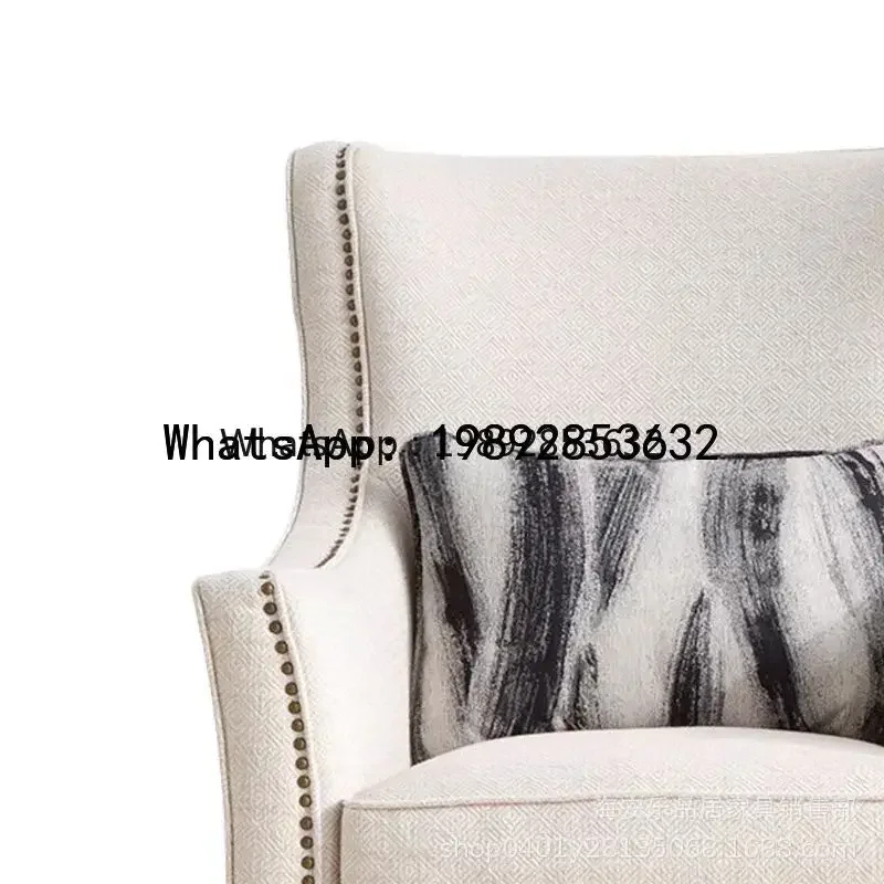 

W27-American Country Style Fabric Single Sofa Chair Modern Simple Off-White Chair Hotel Club Furniture