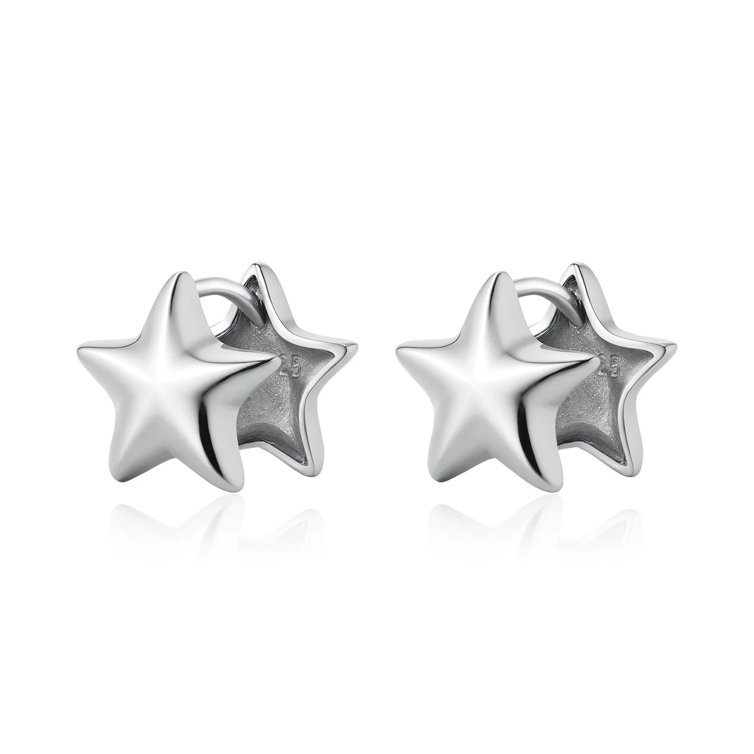 

S925 silver double-sided pentagram stud earrings Korean style cool trendy all match minimalism XINGX accessories for women