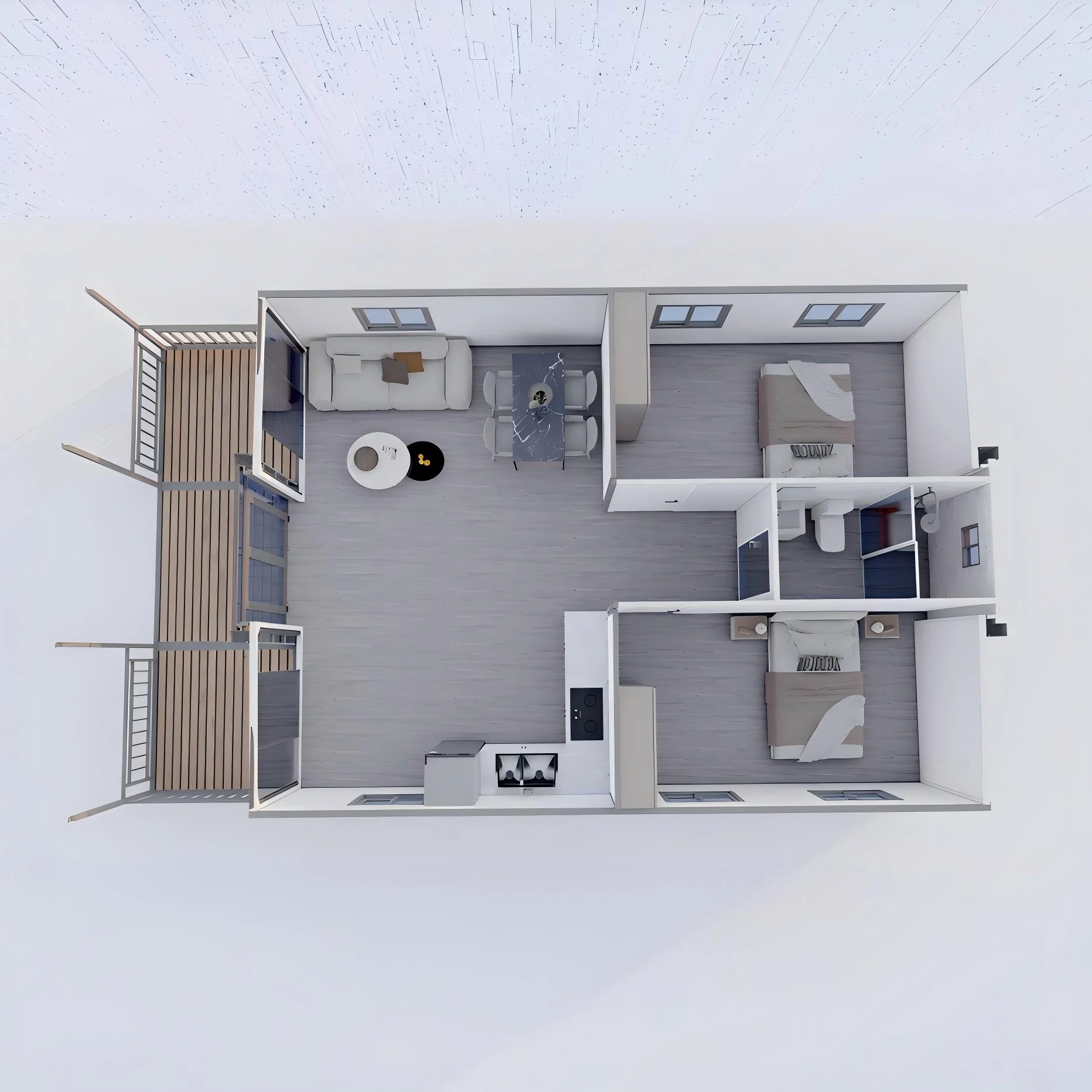 Customized Skillion Roof Prefabricated Modular House Prefab Steel 2 Bedroom Expandable Container Granny Flat Bathroom Warehouse