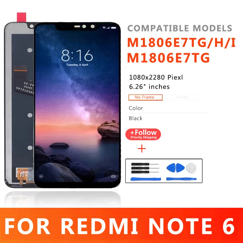 

Mobile Phone Lcds For Xiaomi Redmi Note 6 M1806E7TG Lcd Display For Xiaomi Redmi Note 6 Pro Touch M1806E7TG M1806E7TH M1806E7TI