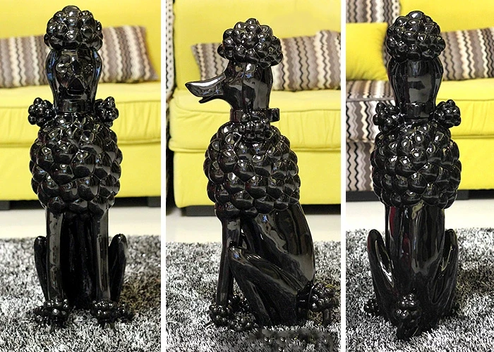 Pudel-Hunde-Skulptur, Tier-Hundestatuen, nordische Raumdekoration, kreative Kunstwerke, Ornamente, Heimhandwerk, Bodendekoration, individuell – Detail 9